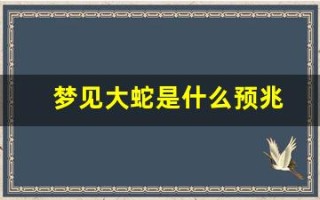 梦见大蛇是什么预兆(梦见大蛇是什么预兆男人)