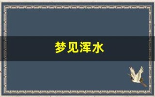 梦见浑水(梦见浑水变清水是什么意思)